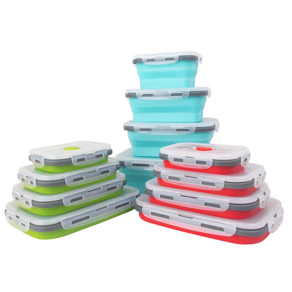 Food Storage Non Toxic - Platzsparende, zusammenklappbare Silikon-Lebensmittelbox, ungiftig, wiederverwendbar, Bento-Lunchbox