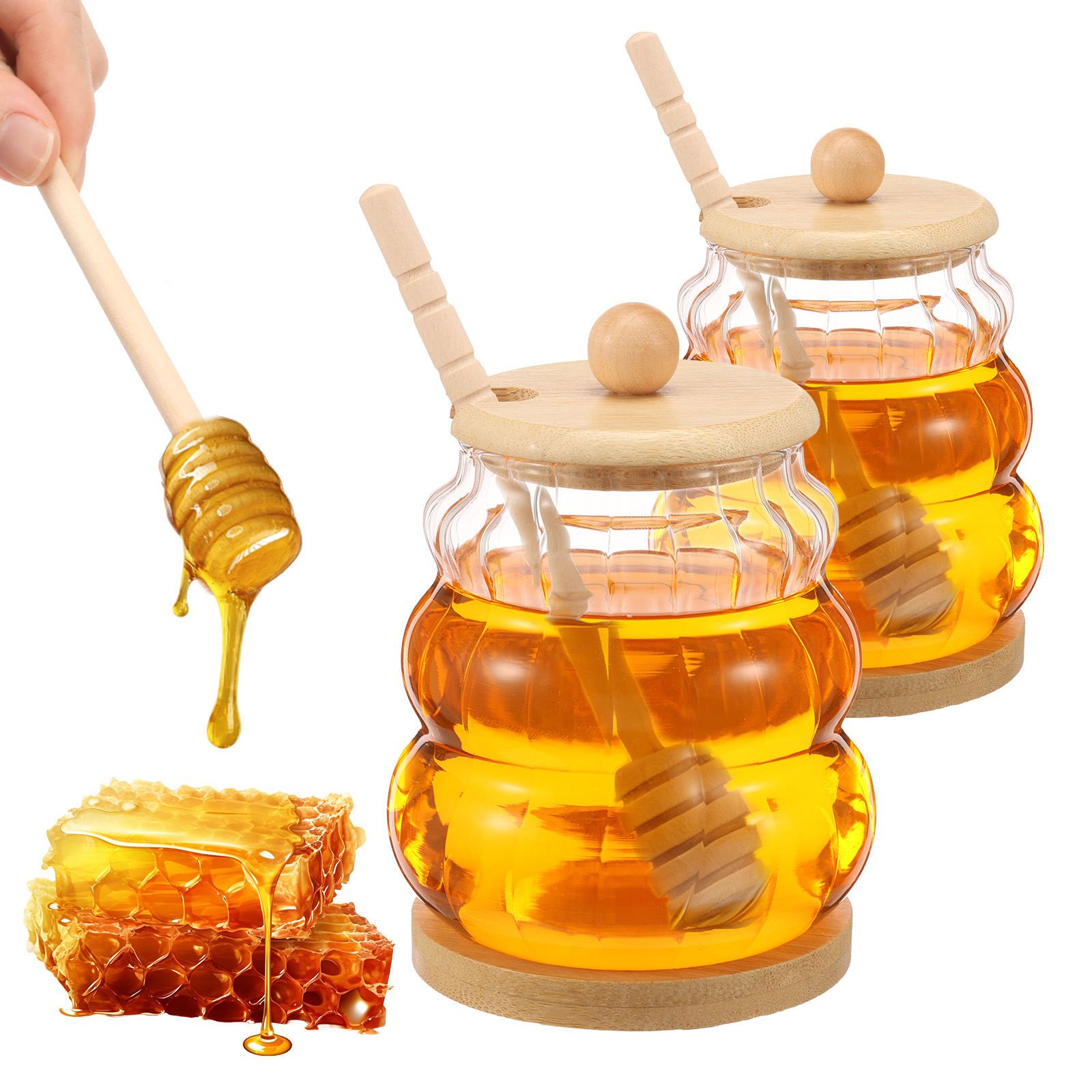Food Storage Lidl - 2 Stück Glas-Honiggläser mit Schöpflöffel und