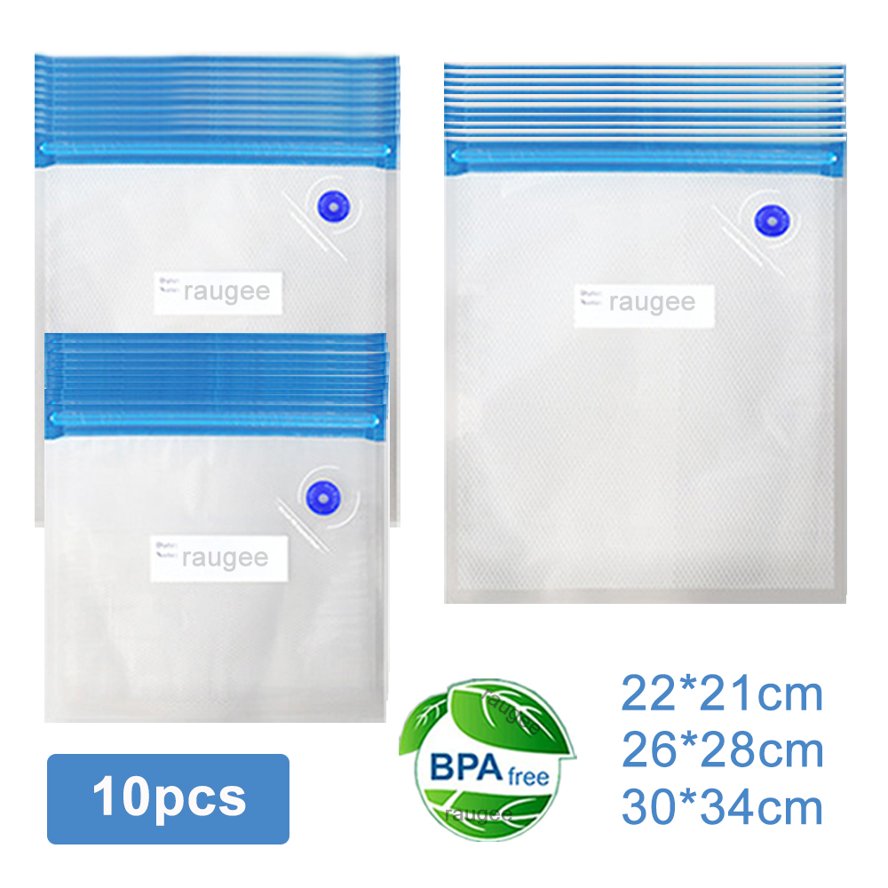 Food Storage Bags Reusable - Vakuumbeutel, wiederverwendbare Lebensmittel-Vakuumverpackungsbeutel, 10 Stück, vakuumversiegelte