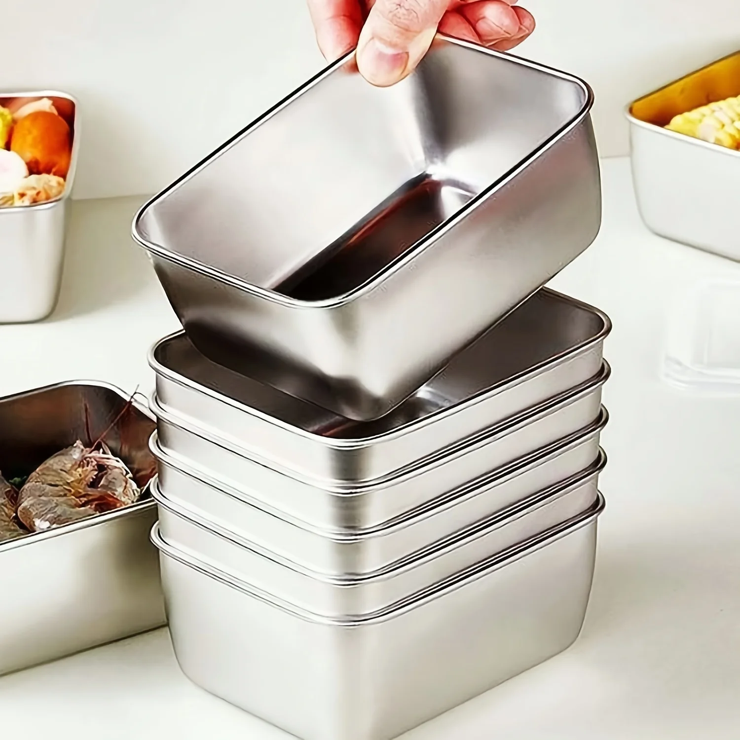 Food Storage For Camping - Edelstahl-Lebensmittelbehälter-Set mit Deckeln - Auslaufsicher, stapelbar