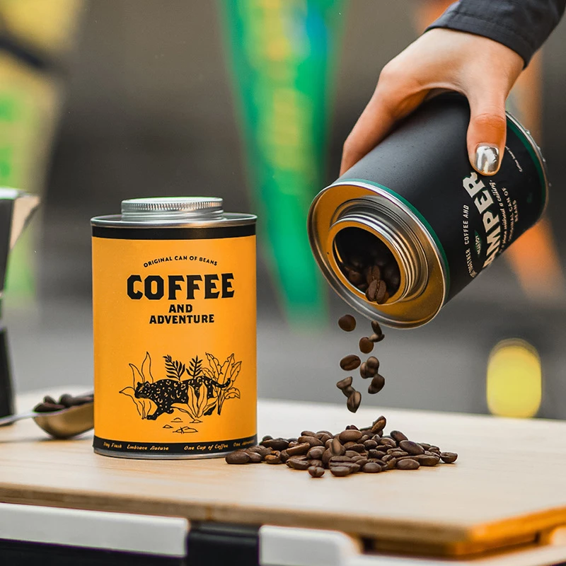 Food Storage For Camping - 1 Stück Kaffeebohnen-Aufbewahrungsdose, tragbare Camping-Blechdose, lebensmittelecht,