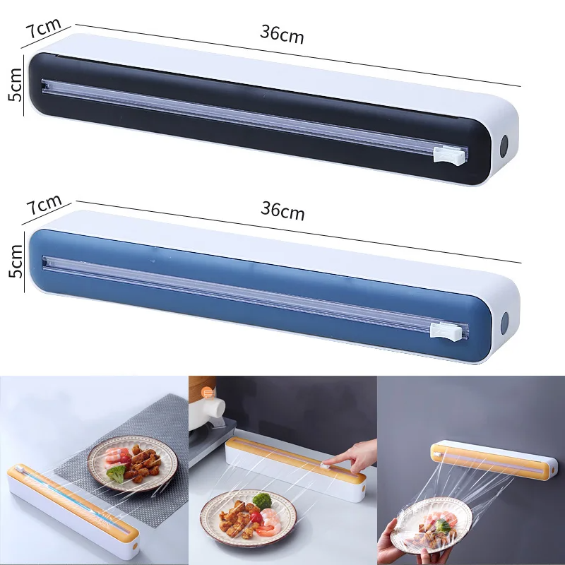 Portion Control Container - Lebensmittelfilmspender, magnetischer Kunststoffwickelspender mit Cutter, Aufbewahrungsbox,