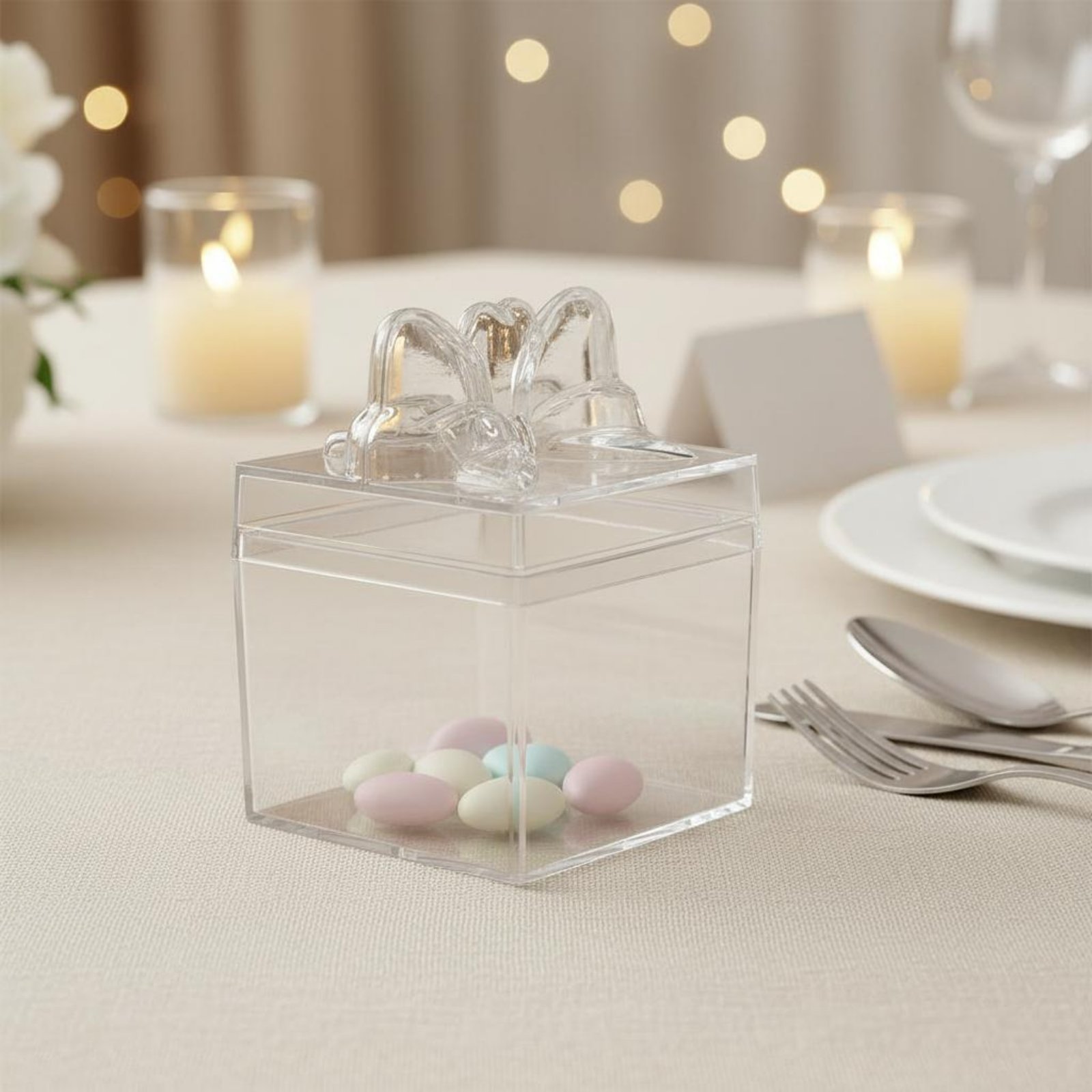 Food Storage Is - Transparente Plastik-Süßigkeitenbox mit Band Mehrzweck Durchsichtige