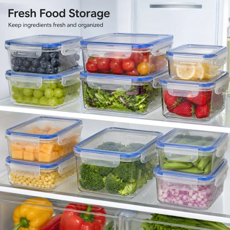 Food Storage Lunch Box - 4 Größen Kühlschrank-Aufbewahrungsbox Lebensmittel-Frischhaltebox aus Kunststoff