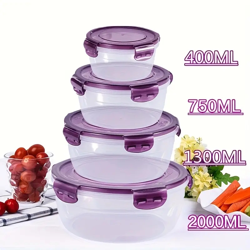 Food Storage Lunch Box - 4 Plastik-Lebensmittelbehälter, Lunchboxen, Geeignet für Kantinen,