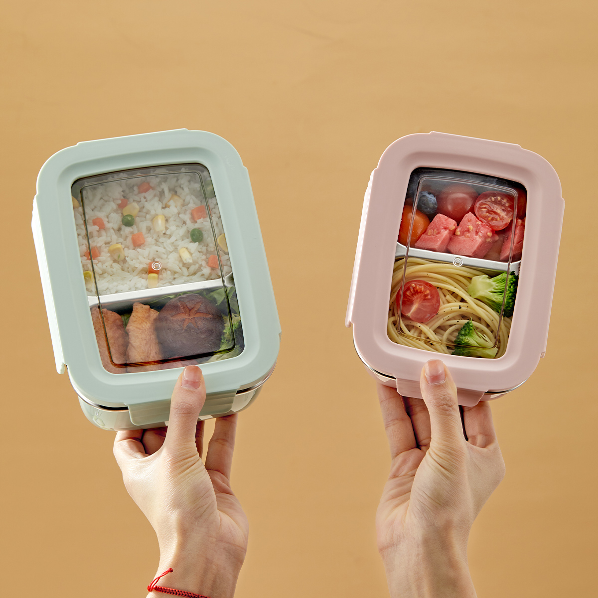 Food Storage With Compartments - Mikrowellen-Lunchbox mit Fächern aus Edelstahl 304,