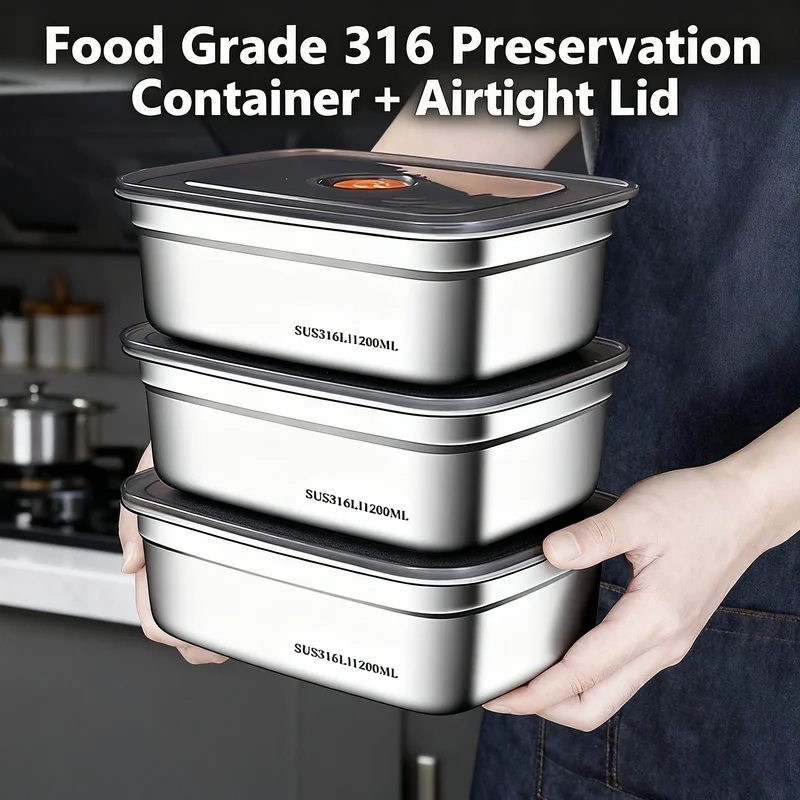 Food Storage Oven Safe - Große Edelstahl-Bento-Box mit Hoher Kapazität, Auslaufsicher