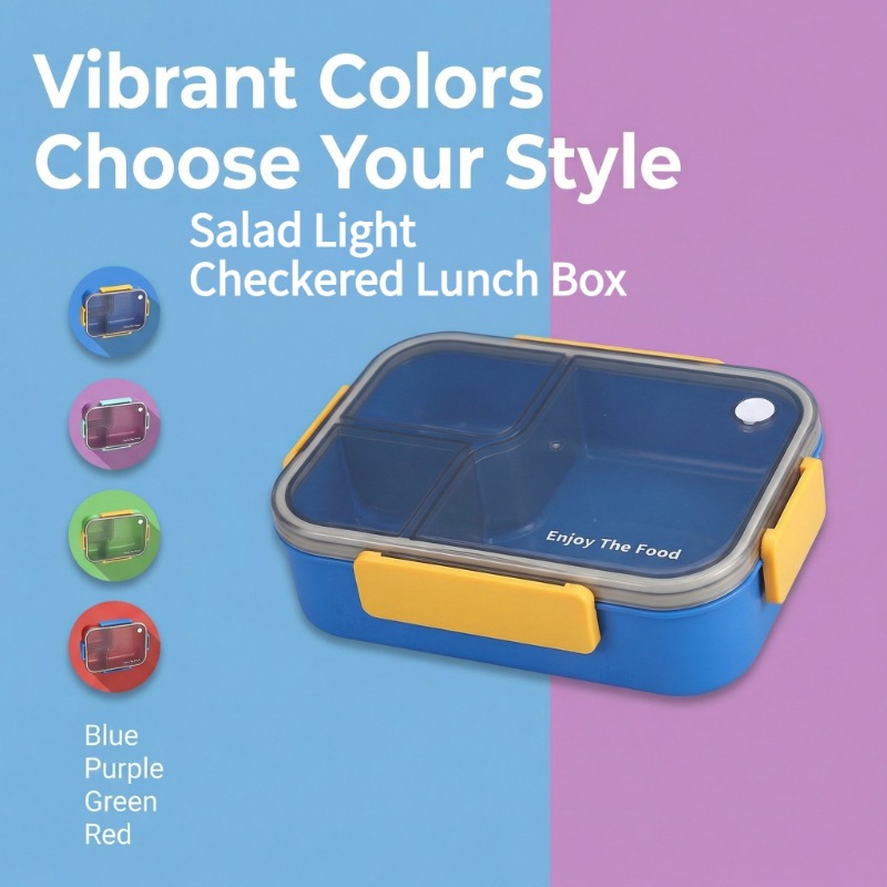 Food Storage With Compartments - Farbige Auslaufsichere Bento-Box, Mehrkammer-Lebensmittelbehälter, Tragbares Lunchbox-Set
