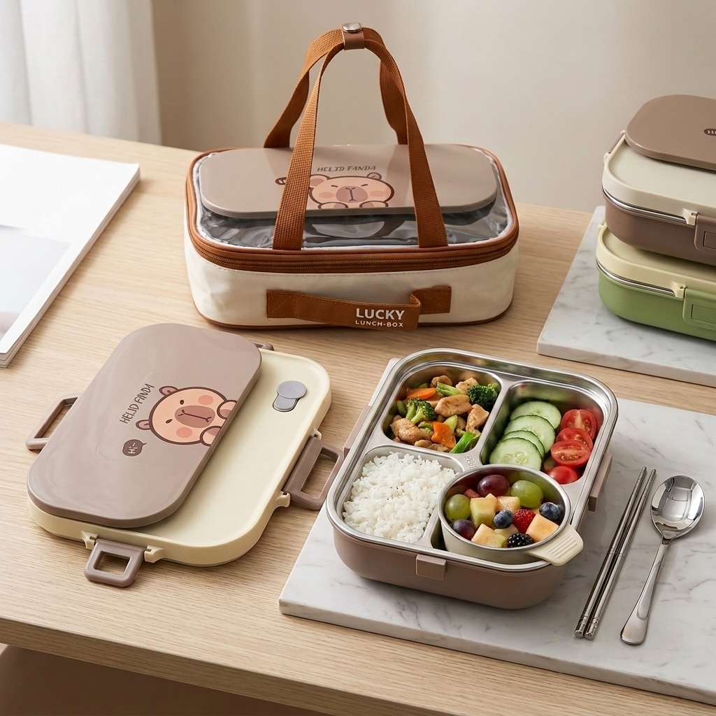 Food Storage With Compartments - 304 Edelstahl Bento Lunchbox-Set 4/5 Fächer