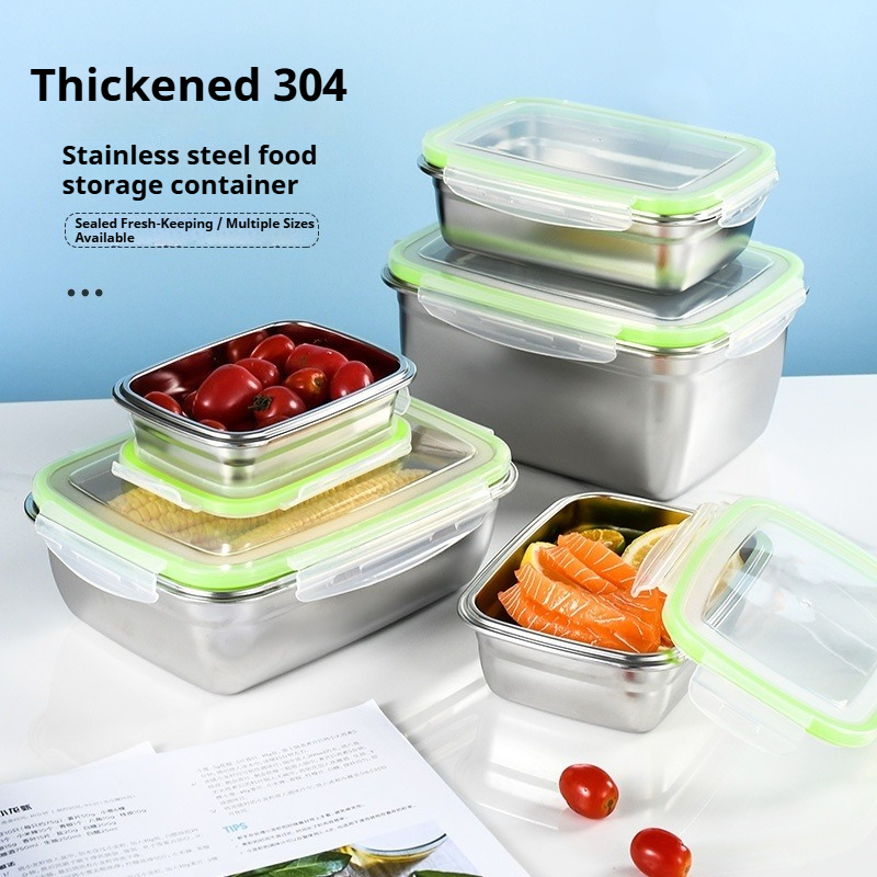 Food Storage On Table - Lunchbox-Set aus Edelstahl 304, mit transparenten