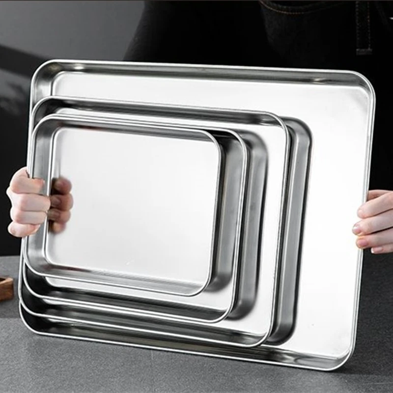Food Storage Restaurant - Rechteckige Edelstahl-Servierplatten für Küche, Restaurant und