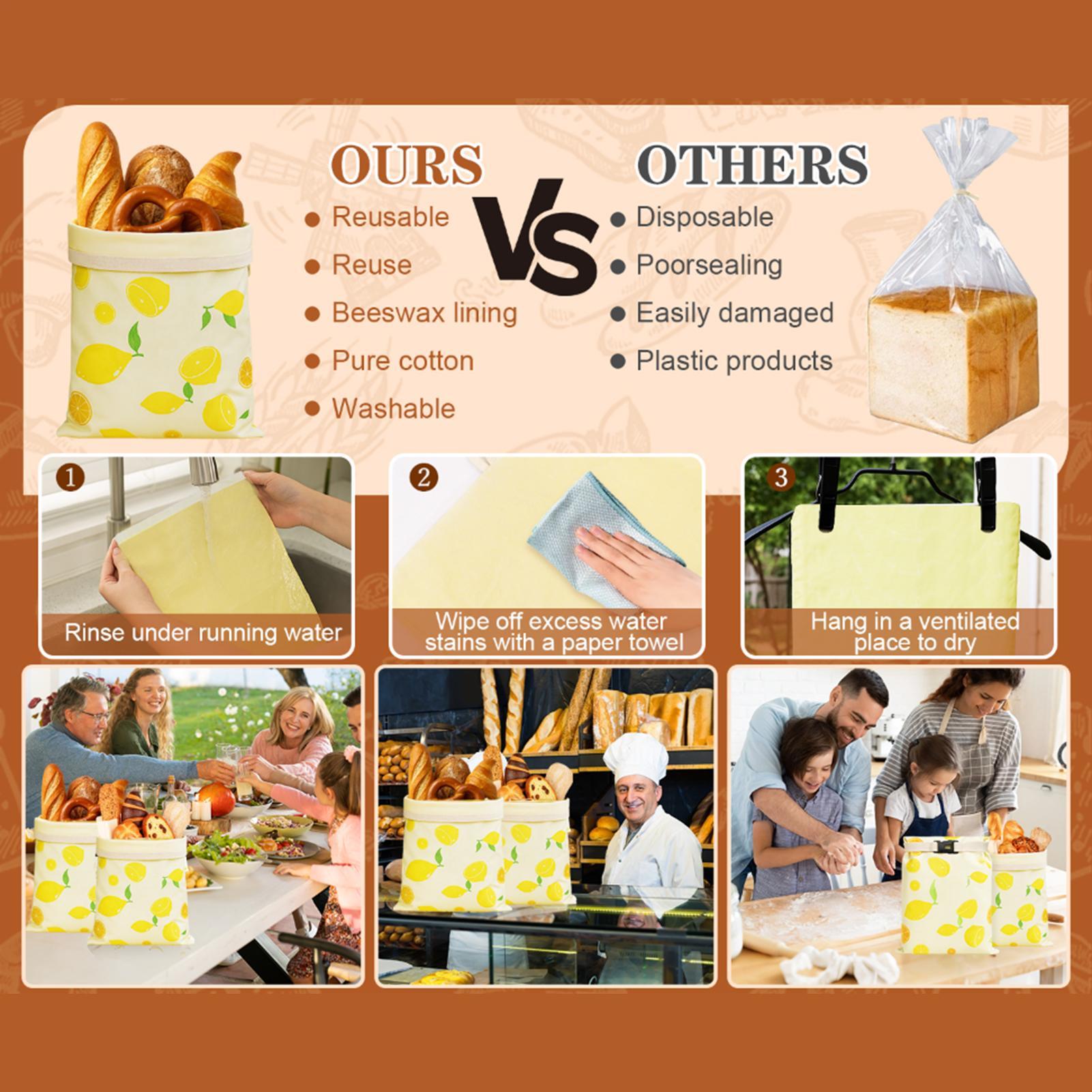 Food Storage Bags Reusable - Brotbeutel, wiederverwendbar, wiederverwendbar, Brot- und Lebensmittelaufbewahrungsbeutel,