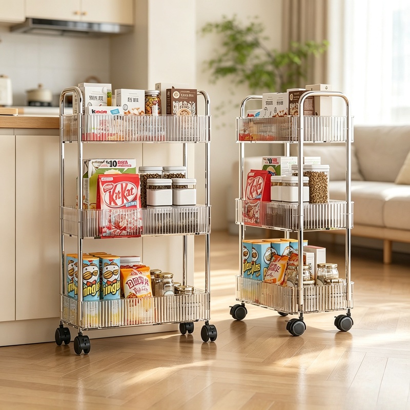 Food Storage With Wheels - Mehrstöckiger Rollwagen mit Beweglichen Rädern, 3-stöckiges