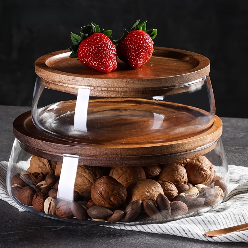 Food Storage Lidl - Glasbehälter mit Holzdeckeln – Mehrzweck-Vorratsdosen für