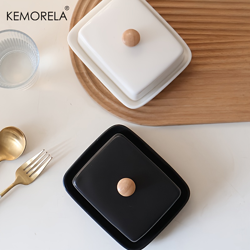 Food Storage Restaurant - Keramik-Butterdose mit Deckel, rechteckige, verschließbare Käseaufbewahrungsbox,
