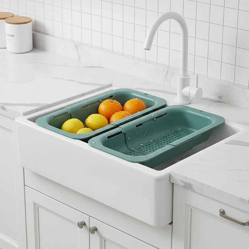 Food Storage Non Toxic - Teleskopischer Abflusskorb, leichter Spülbecken-Aufbewahrungskorb, aus ungiftigem