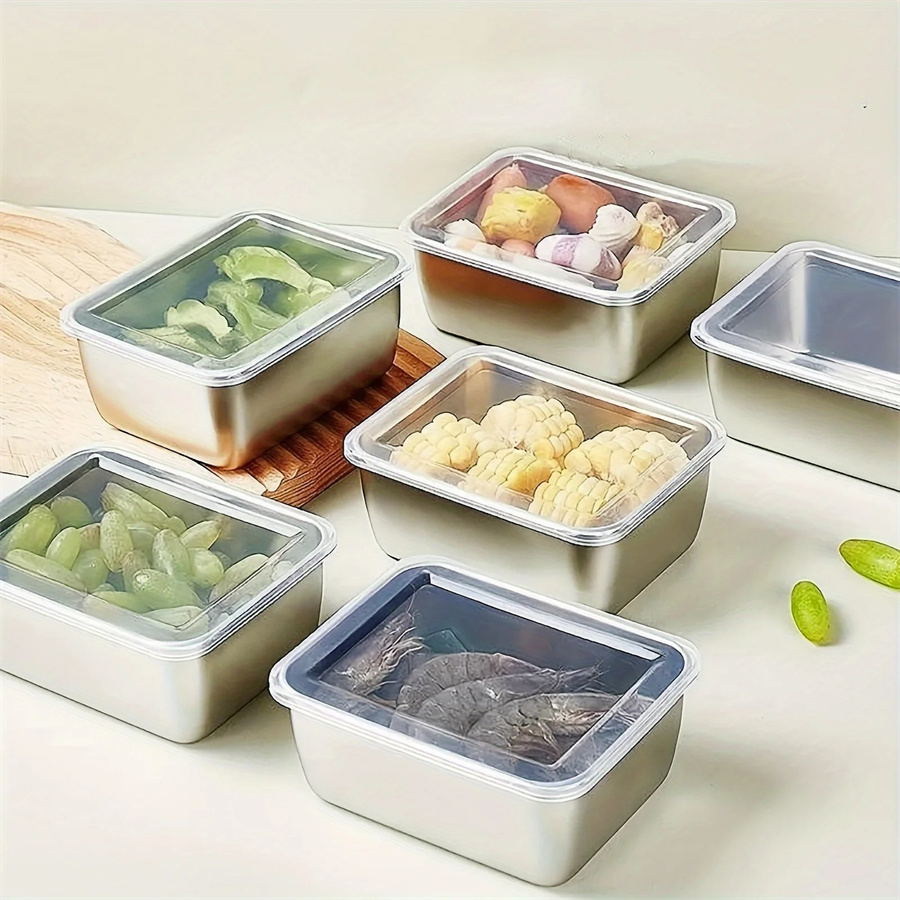 Food Storage On Table - 1/3/5 Stück Edelstahl-Aufbewahrungsbox für Lebensmittel, Frischhaltebox