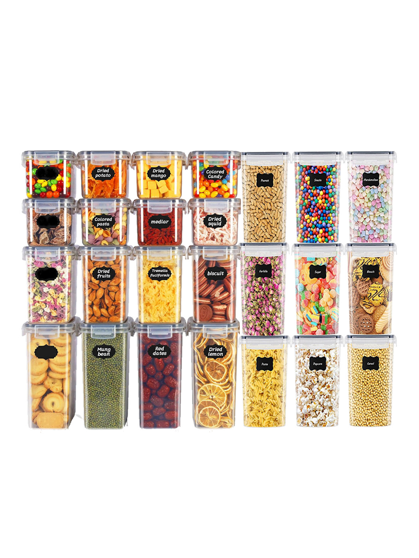 Food Storage Jars Airtight - 48 Stück, Versiegelte Lebensmittelbehälter mit Deckeln,