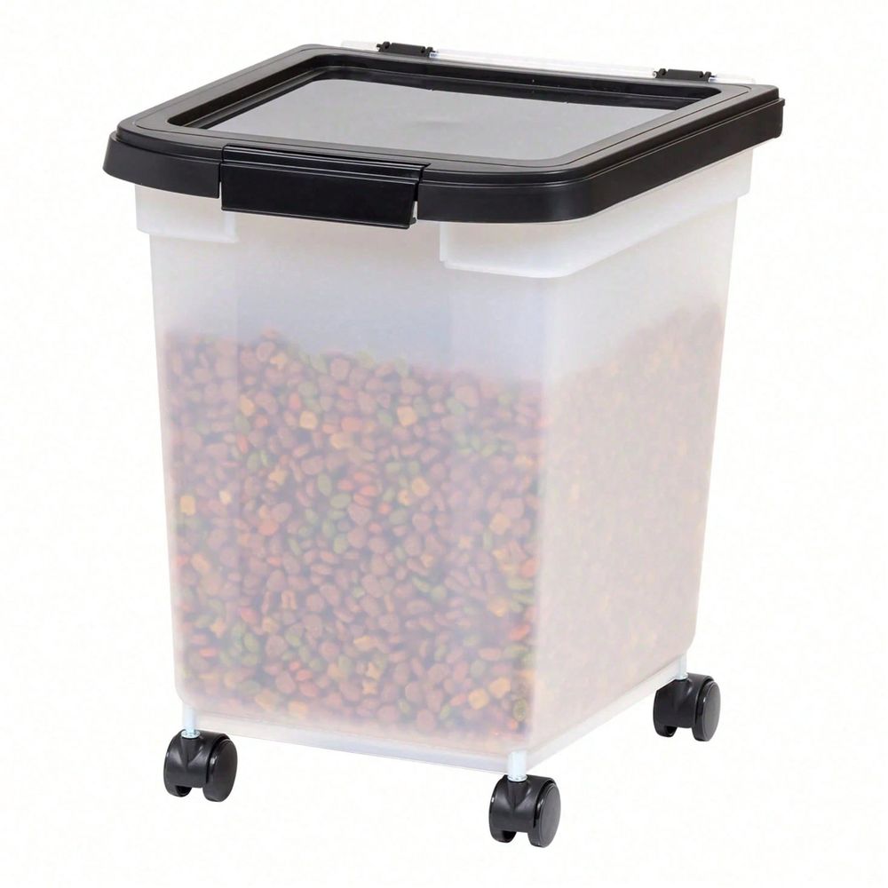 Food Storage With Wheels - Transparenter Kunststoff-Aufbewahrungseimer mit Rädern und Deckel,