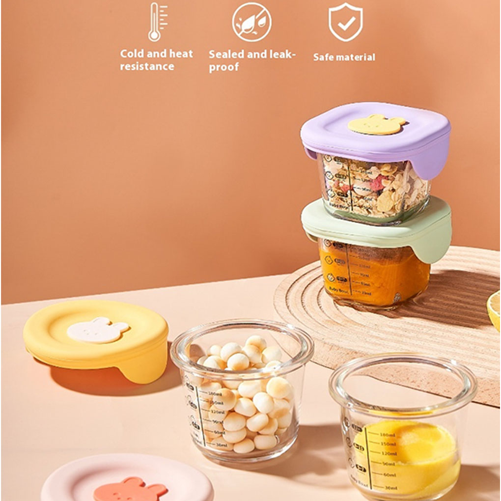 Food Storage Non Toxic - 4er-Pack Glasbehälter für Babynahrung mit Skalenverschluss,