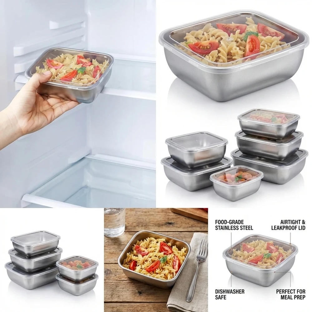 6-teiliges Edelstahl-Lebensmit – Food Storage Lunch Box Bewertung und Preis